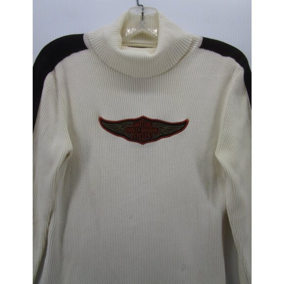 VINTAGE Harley Davidson Sweater Medium Turtleneck Made In Japan Y2K* - Picture 2 of 14